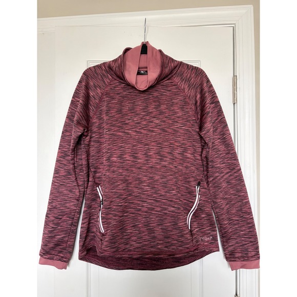 Spyder Active Tops - Spyder Active Womens Pink Space Dye Fleece Lined Cowl Neck Pullover Top Large